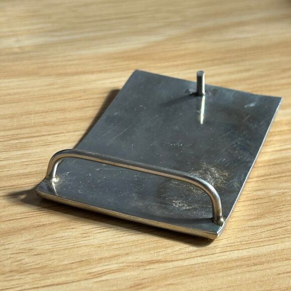 Vintage Western Mexico Signed Alpaca Silver and Mother of Pearl Belt Buckle - Picture 7 of 7